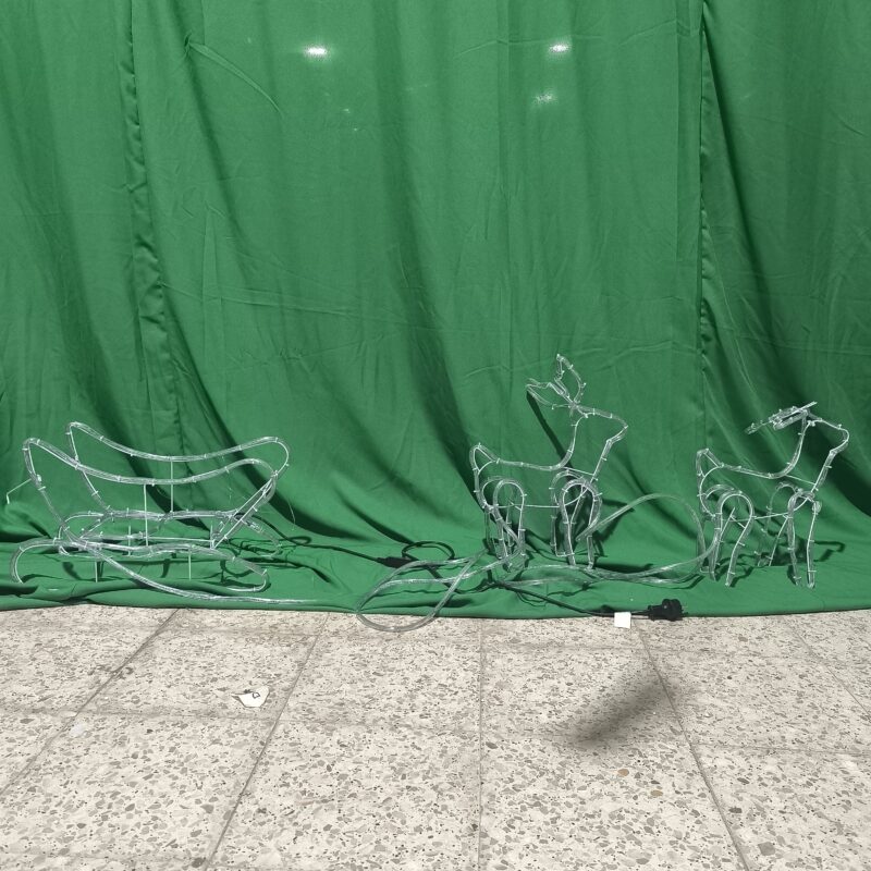 Trenó e 2 renas iluminadas pequeno