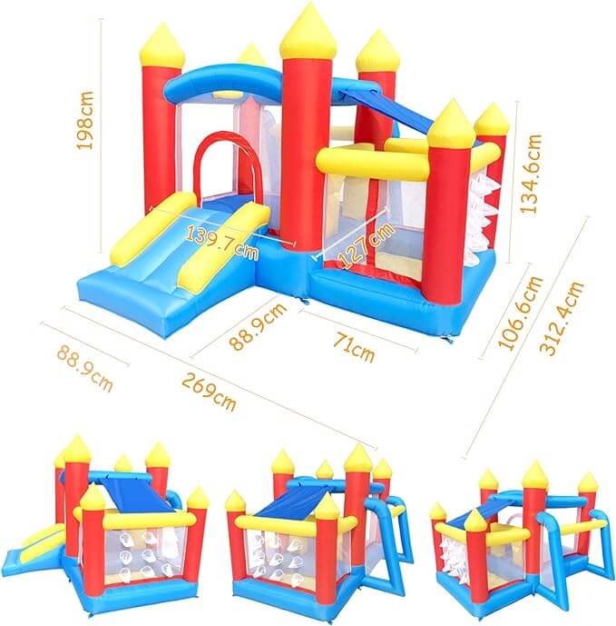 Castelo insuflável com piscina de bolas