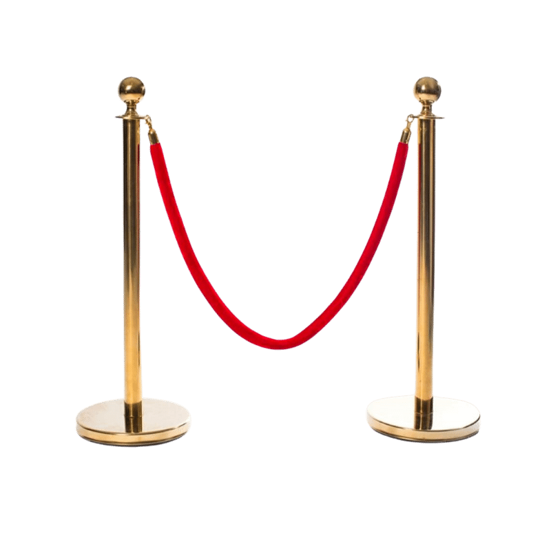 Poste delimitação em metal douradas