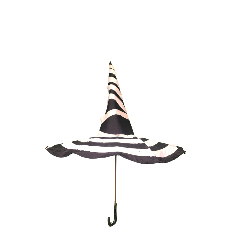 Guarda-Chuva Chapéu de Bruxa - Listrado P&B Estilo Gothic