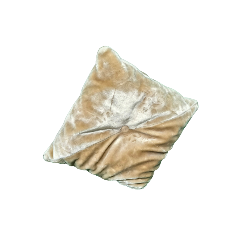 Almofada Decorativa Aveludada Bege com Botão Central - Image 2