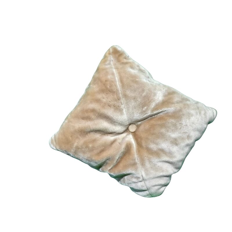 Almofada Decorativa Aveludada Bege com Botão Central