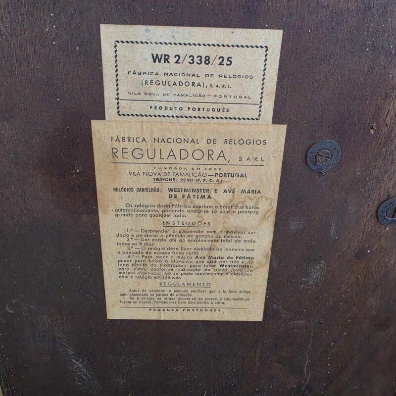 Relógio de Parede Antigo Reguladora Westminster / Ave Maria – Português – Produto Usado - Image 5